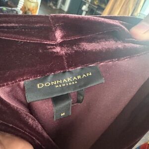 Donna Karan Velvet Long Sleeve Dress - Deep Burgundy